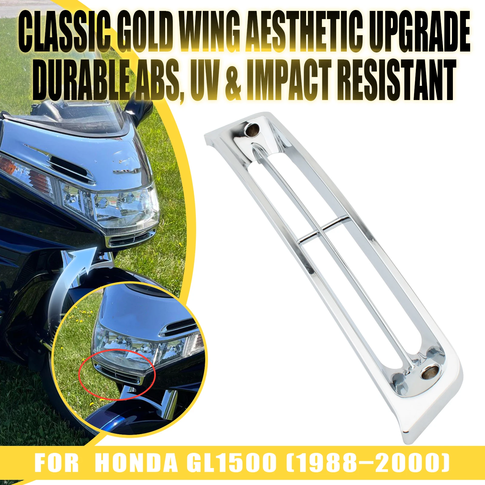 Motorcycle Lower Headlight Fairing Grille Grill Chrome Black Cover Protector Guard For Honda Gold Wing GL1500 1988-2000