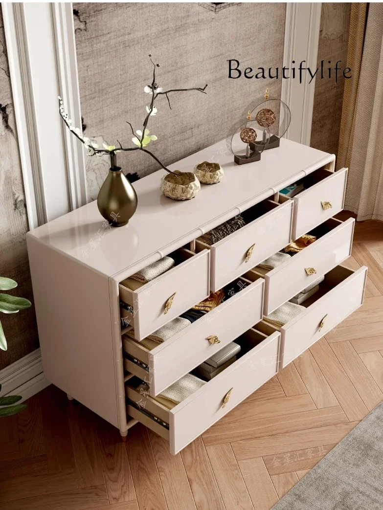 

French Cream Style Bedroom Chest of Drawers Modern Chinese Storage Cabinet Living Room Meal Side Locker