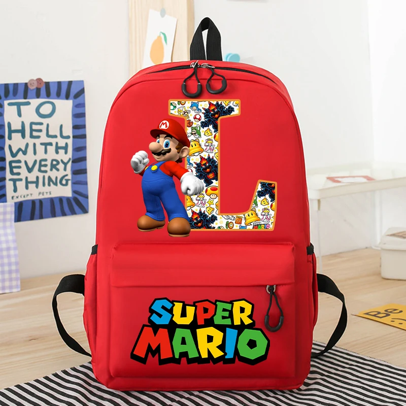 New Super Mario Bro School Bag Cartoon Letter Printed Children Backpack Boys Girls School Backpacks Children's Birthday Gifts