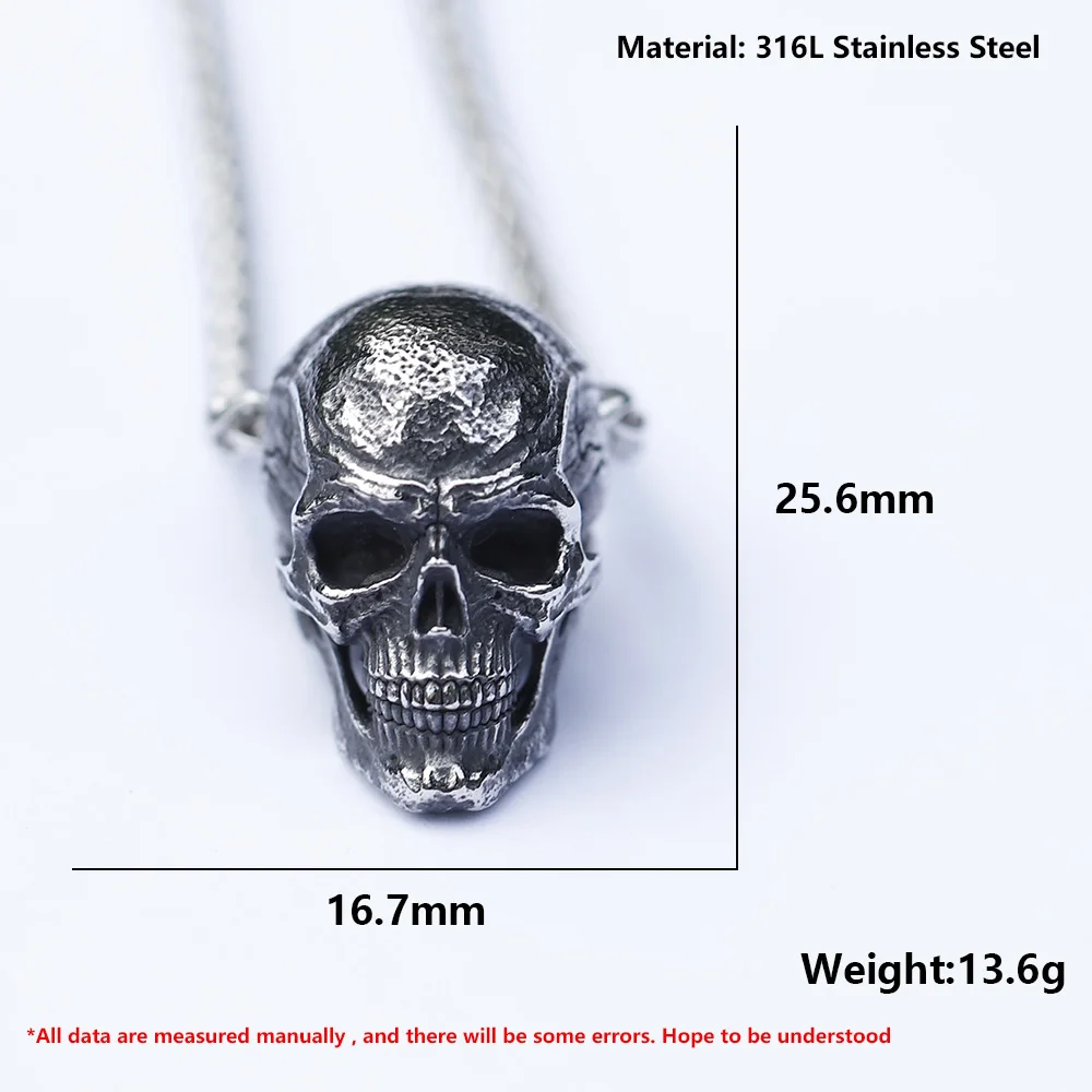 2022 NEW Men\'s 316L stainless-steel vintage  Special Design Skull Pendant Necklace punk fashion jewelry Gift free shipping