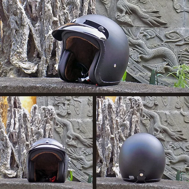 หมวกกันน็อครถจักรยานยนต์ Retro เปิดหน้า Moto หมวกกันน็อกผู้ชายผู้หญิง Four Seasons Vintage Scooter หมวกกันน็อก DOT Certification