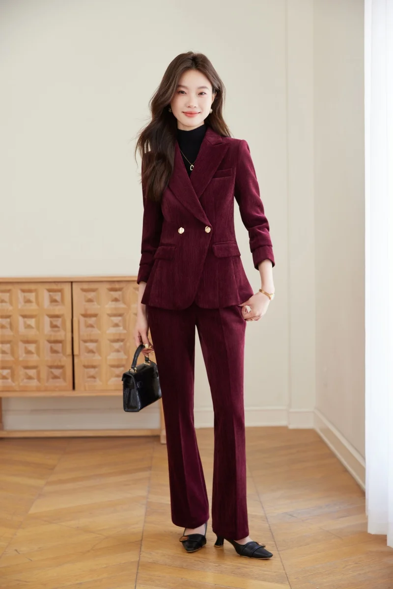 

Alyssa Fashionable professional women's clothing, two-piece pants + blazer. Elegant temperament, slim and comfortable. New 2025