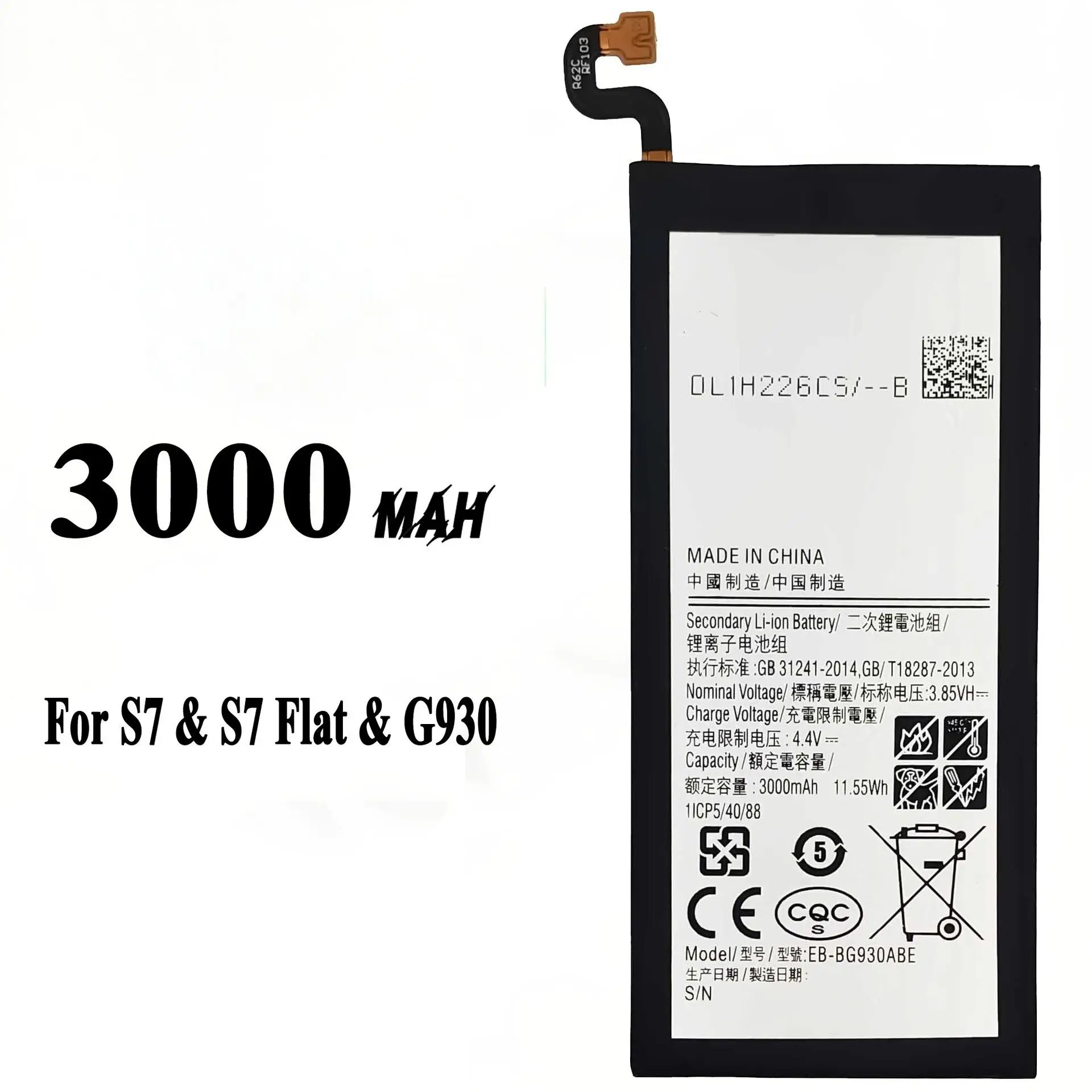 NEW 3000mAh EB-BG930ABE Battery for Samsung Galaxy S7 Flat SM-G930F G930FD G930 G930A G930V/T G930FD G9300 Mobile Phone Battery