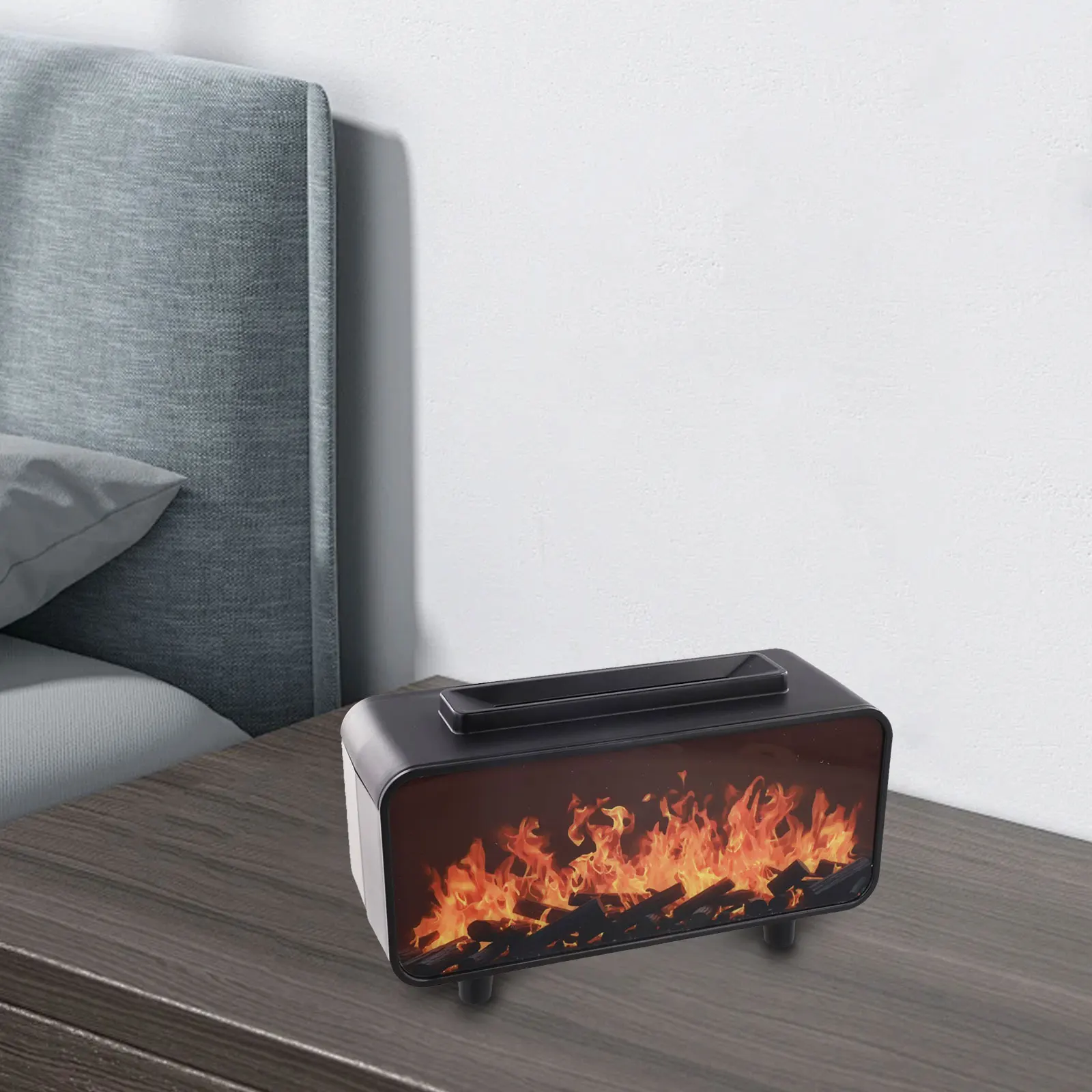 Diffusore di oli essenziali con umidificatore a effetto fiamma per caminetto e luci che cambiano colore Funzionamento silenzioso per la casa