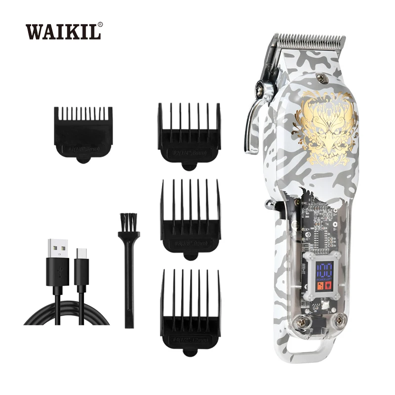 WAIKIL professional men's electric hair clipper multifunctional hair trimmer USB rechargeable electric push hair styling tool