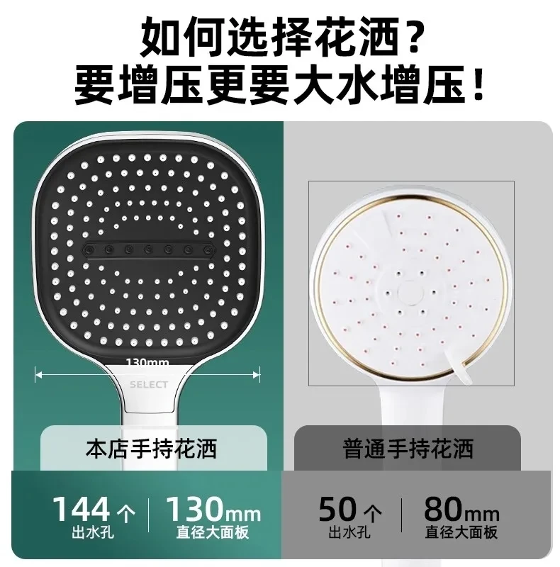 13CM Large Panel Rainfall Shower Head 3 Modes High Pressure Water Saving Massage Shower With Filter Element Bathroom Accessories