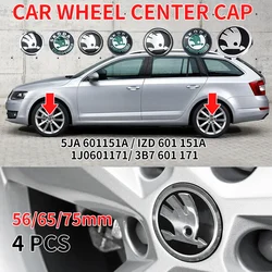 4pcs 56mm 65mm 75mm 5JA601151A 1J0601171 3B7601171 Car Wheel Center Hub Cover Badge Emblem For Skoda Fabia Superb Rapid Yeti