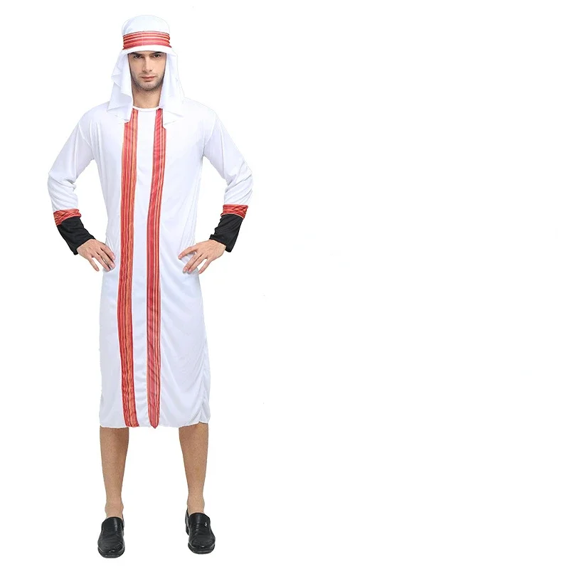 Adult Male Men Saudi Arabic Long Sleeve Robe Dubai Ramadan Muslim Dress Middle East Islamic Clothing Halloween Cosplay Costume