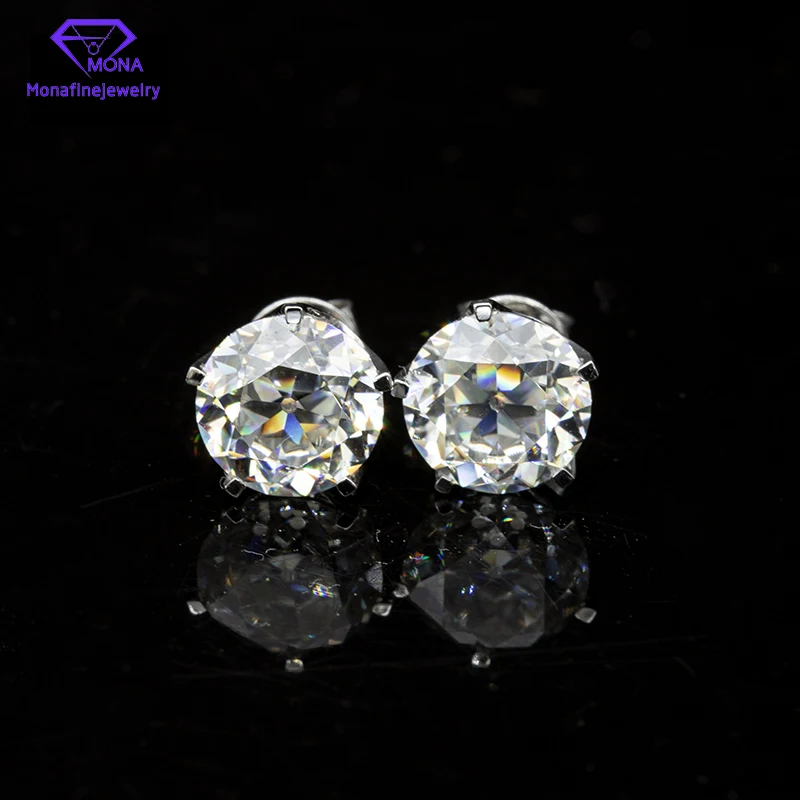 

Wholesale Price White 14K Solid Gold Earring Stud Main Gemstone 2ct OEC Moissanite With Certificate GRA