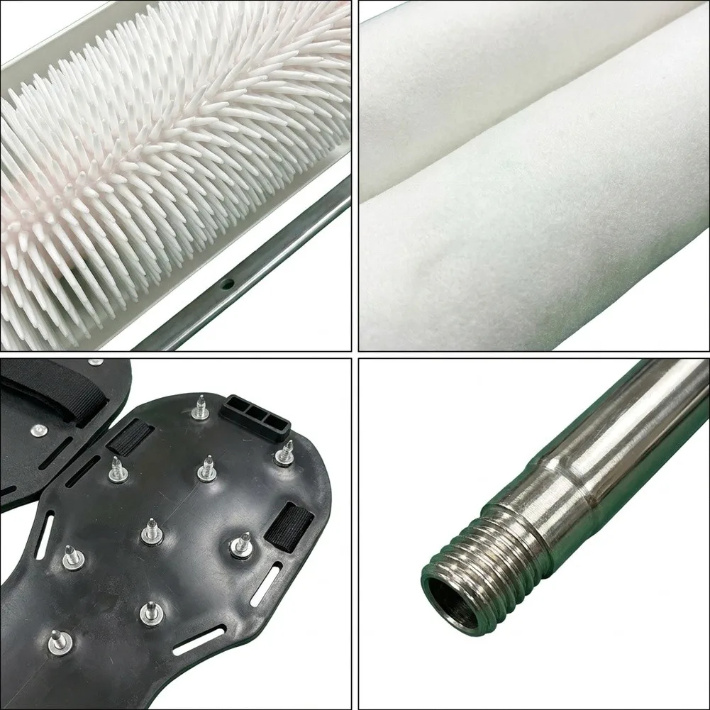 Epoxy Resin Floor Tool Kit Includes Spike Roller Gloves Screws Nuts Adjustable Harness for Smooth Concrete Coating Results