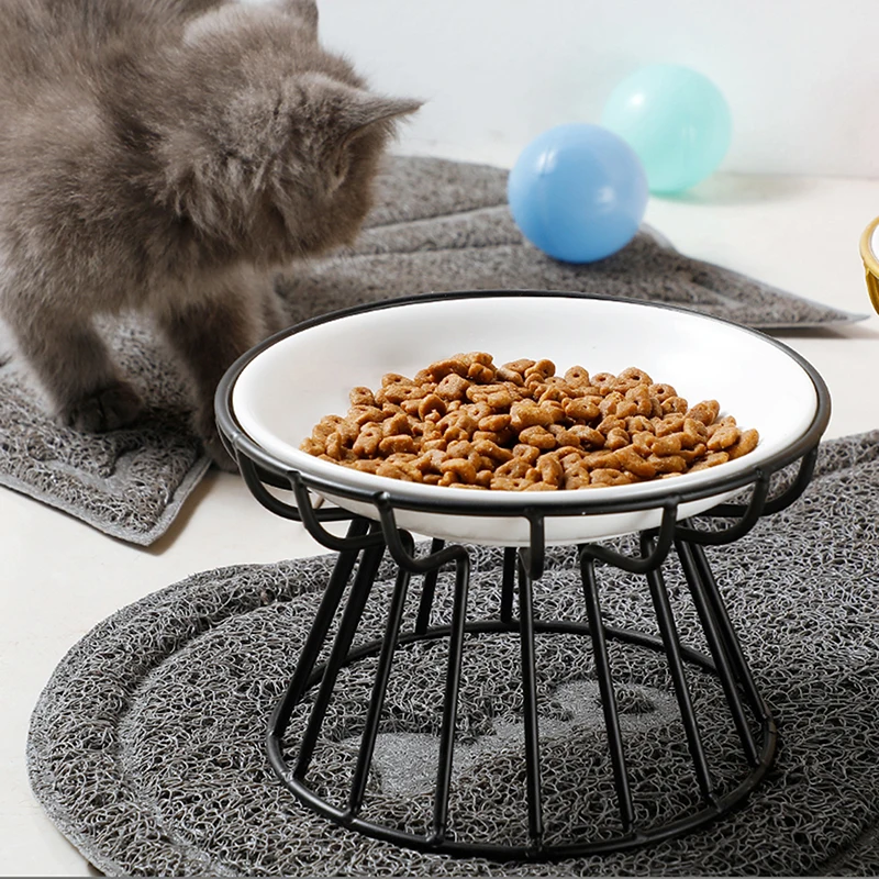 Pet Dog Ceramic Bowl Nordic Cats Bowl Tall Ceramic Cat Food Bowl Snack Canned Plate Anti-cervical Heightened bowl Cat Food Bowl