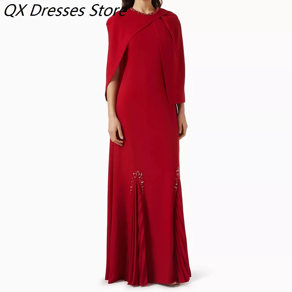 

Women's A-line Evening Dresses Floor-length O-neck Sleeveless Prom Dresses Fashion Sequined Stole Simple Draped Customized Gowns
