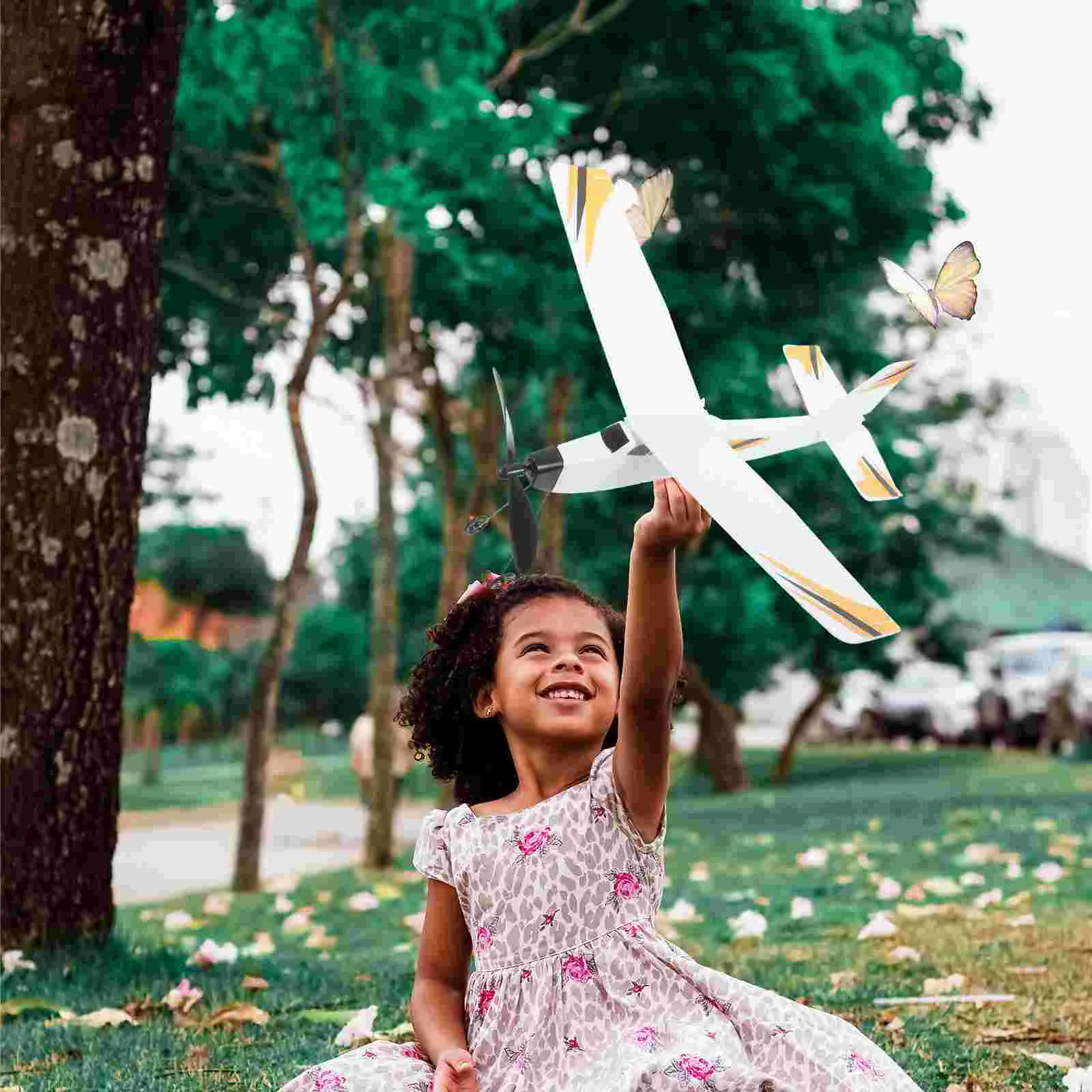 Modelo de avião movido com faixa de borracha, brinquedo planador pequeno, montagem educacional para crianças, ao ar livre, pai e filho, leve