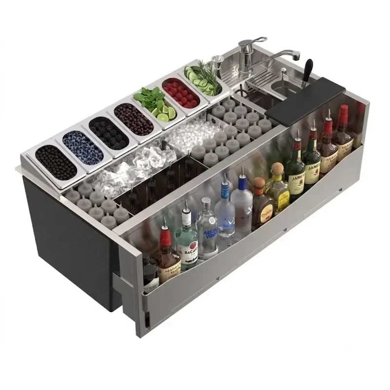 Custom 304 Stainless Steel Bar Freezer Center for Coffee Shops Outdoor Kitchens Cocktail Bars Decoration 316 Grade Durable