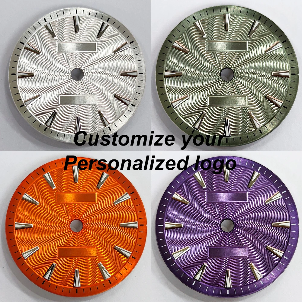 28.5 مللي متر قرص NH35 قرص ساعة رجالي مناسب لحركة NH35/NH34/Miyota8215 موجة الحبوب الوجه الهاتفي ساعة الملحقات