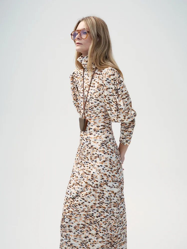 

Вязаное платье FrontRowop "Pea Flower" с рукавами-крылышками из модала, хлопка и шерсти, осень 2024, женская мода