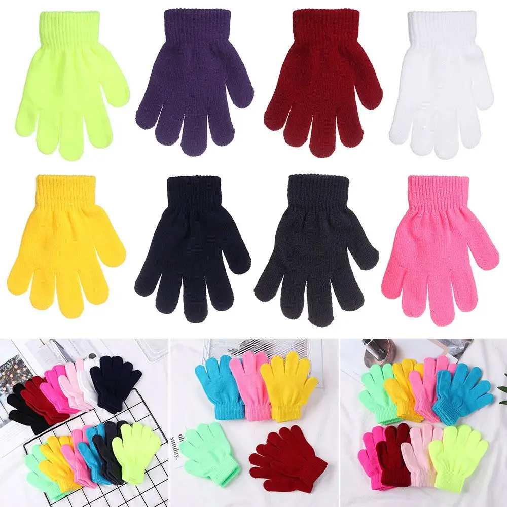 1 Pair Glove Children Magic Glove Girl Boy Kid Stretchy Knitted Winter Warm Full Finger Gloves Children\'s Figure Skating Gloves