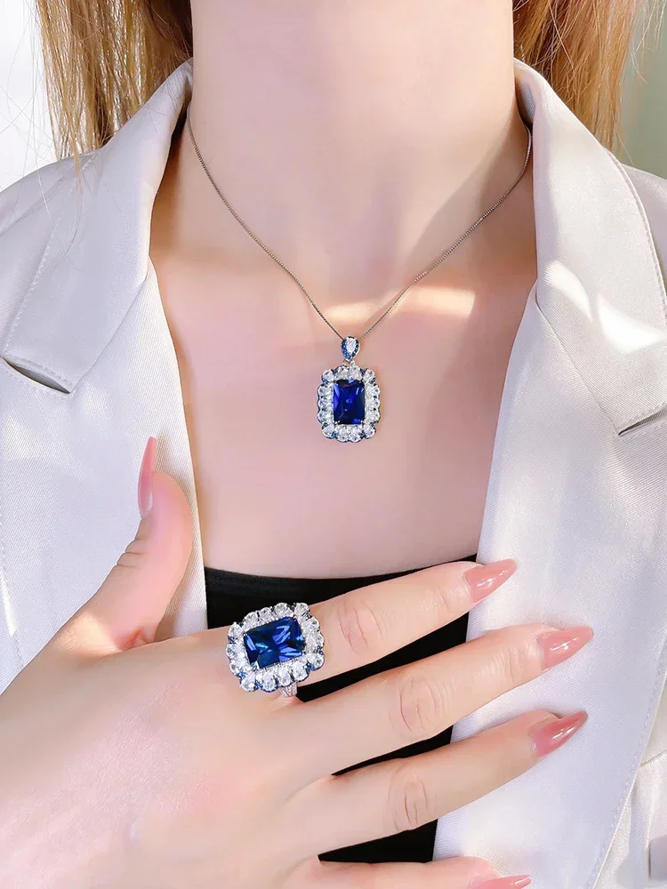 Seiko Luxury Fashion Artificial Color Treasure 925 Silver Pendant Inlaid with High Carbon Diamond Wedding Fashion Jewelry