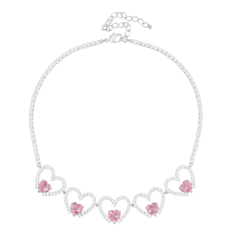 

Luxury-lite heart-shaped pendant zirconia stud earrings for women. Fashionable necklace jewelry. Elegant. Party/wedding jewelry.