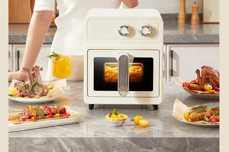 Air Fryer for Home Use with Visible Upper and Lower Heating Elements