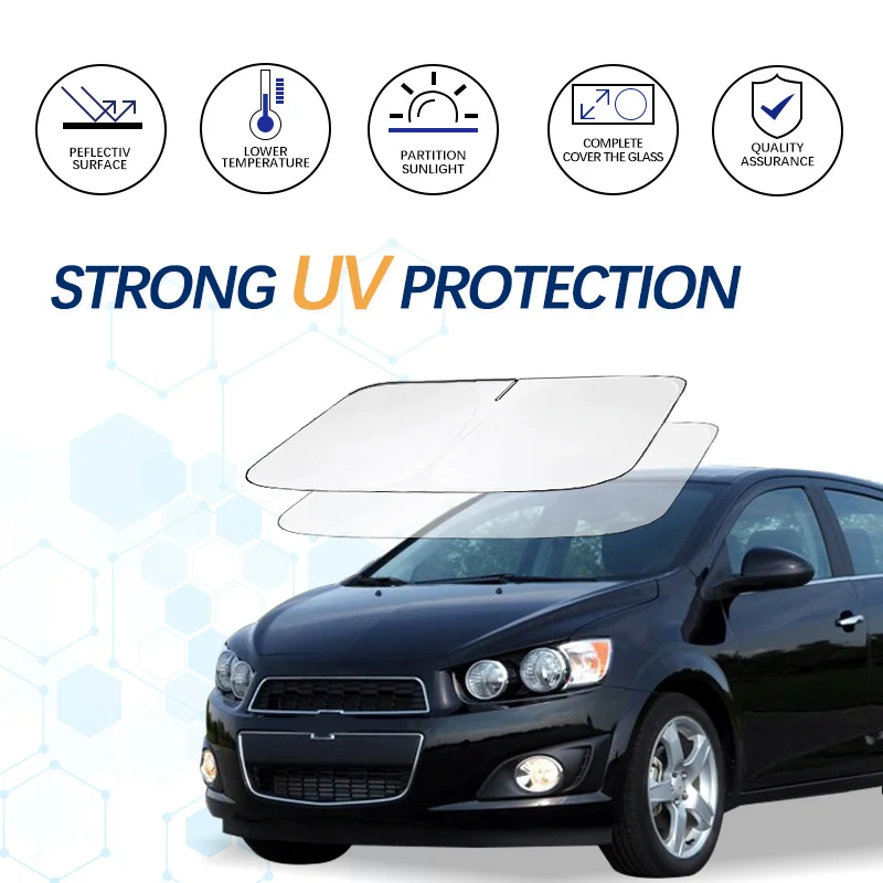 

Windshield Sun Shade For Chevrolet Sonic T300 2016 Sunshade Sun Visor Protector Foldable Blocks UV Rays Keep Your Car Cooler