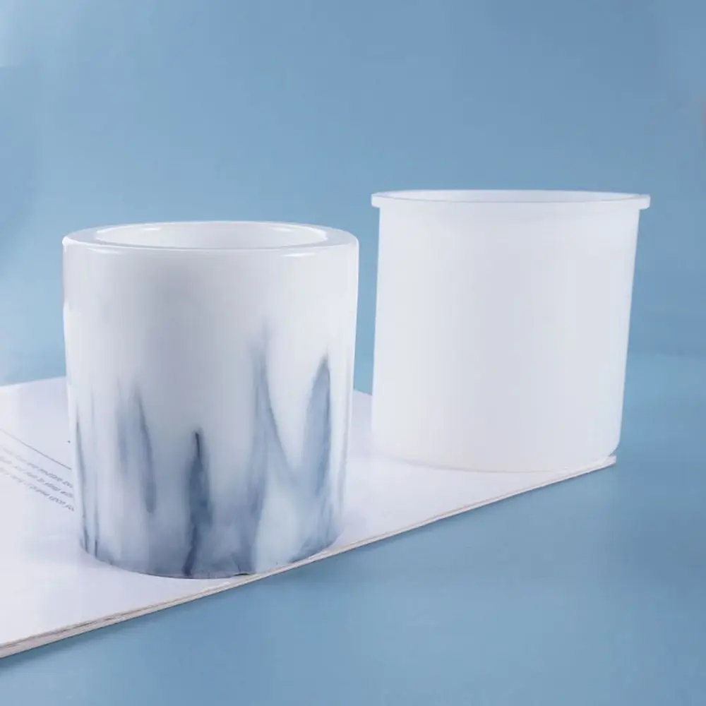 กระบอกทําด้วยมือ DIY ดินซิลิโคนดอกไม้หม้อหล่อแม่พิมพ์เรซินแม่พิมพ์ผู้ถือปากกาทําแม่พิมพ์