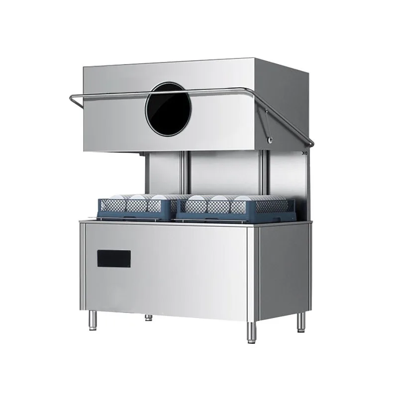 Commercial dishwasher double tank double frame uncovered automatic double pump type