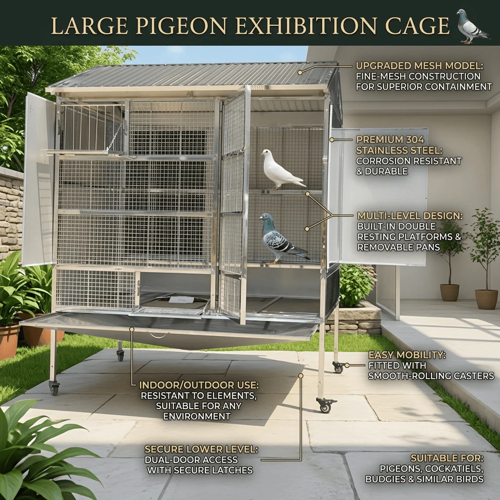 High Quality Durable Eco-Friendly Stainless Steel Large Pigeon Cage Outdoor Breeding and Release Loft Custom Sizes