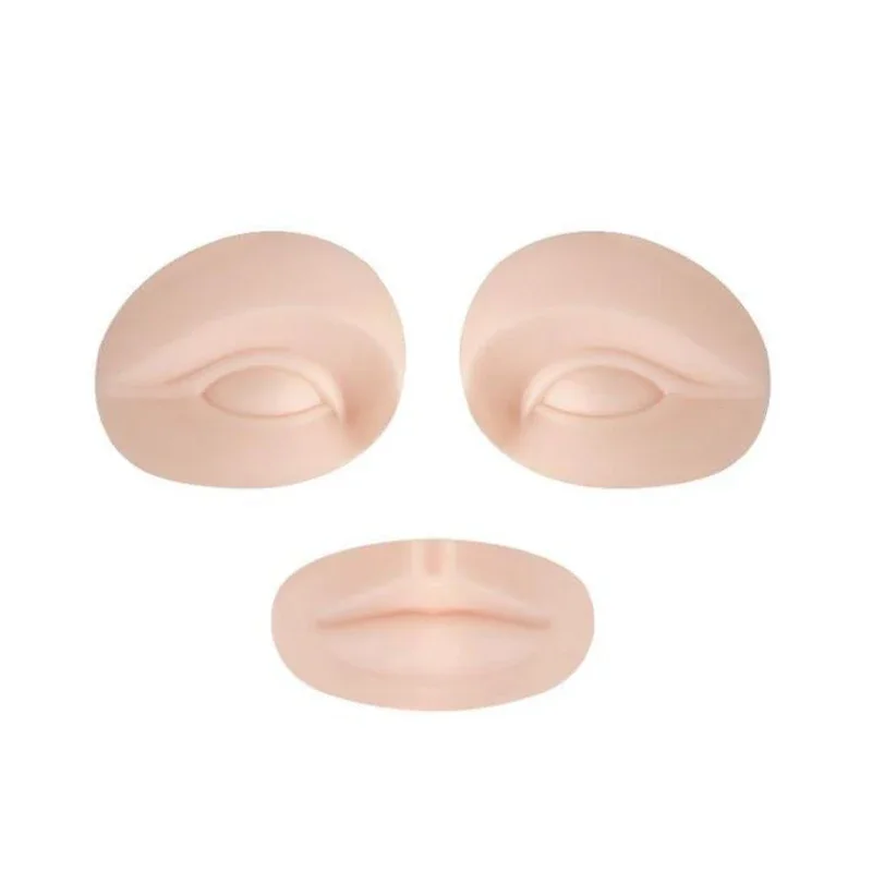 Soft Silicone Training Mannequin Moulds 2 Eyes + 1 Lips Permanent Make Up Skin Replacement Practice Tattoo Makeup Set