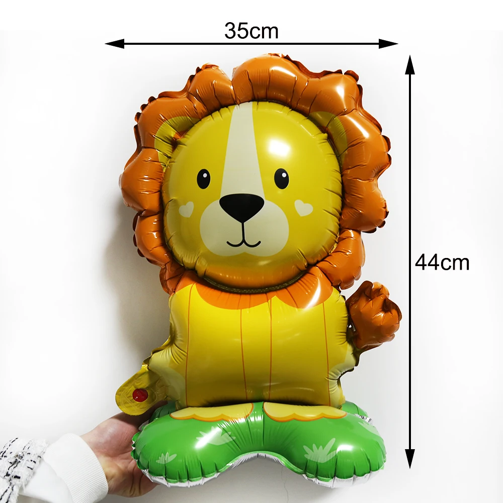 Jungle Party Standing Animal Balloon Mini Lion Tiger Giraffe Zebra Leopard Balloon Small Size Balloon Jungle Safari Party Decors
