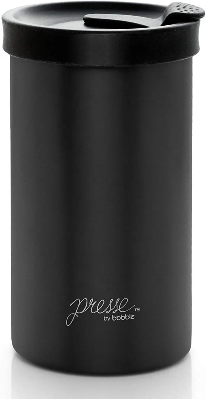 

13 oz Stainless Steel French Press Travel Tumbler - Portable Coffee Maker for On-The-Go Brewing, Triple Insulated, Black