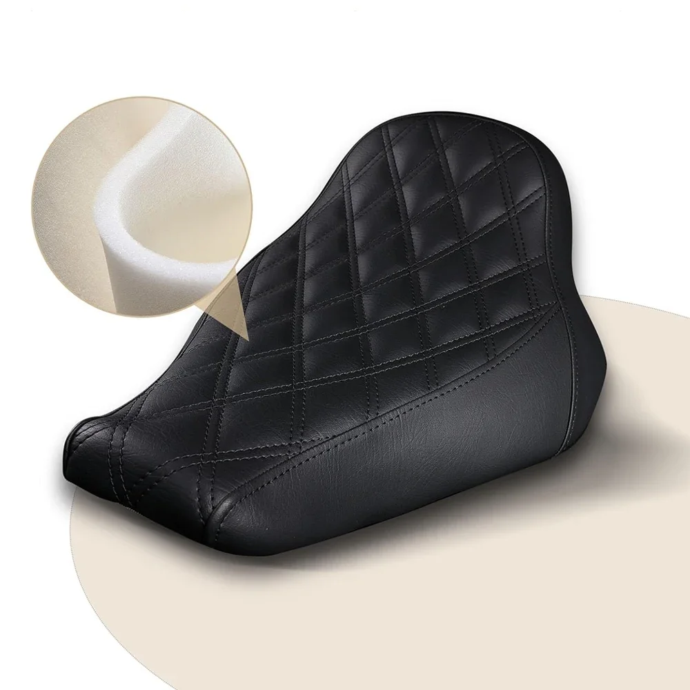 

Motorcycle Solo Driver Rider Seat Front Leather Diamond Low Profile Cushion Seats For Fat Boy Breakout 2018 up