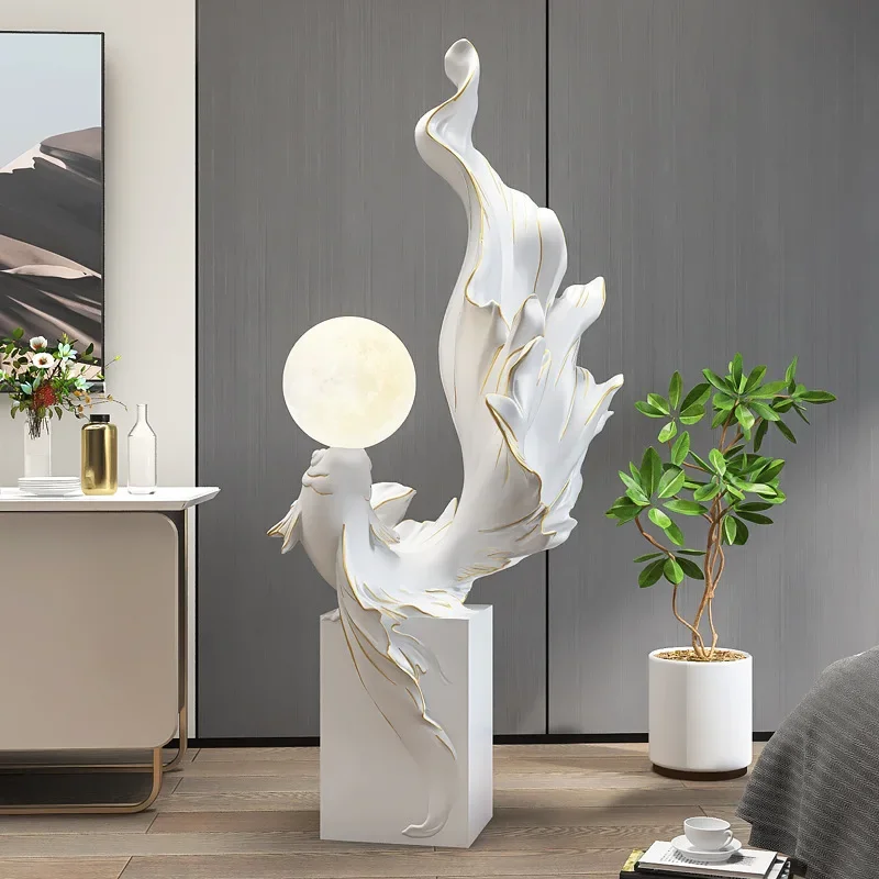 

Новая декоративная скульптура карпа кои, напольный светильник в стиле легкой роскоши, украшение для дома, подарок ручной работы.