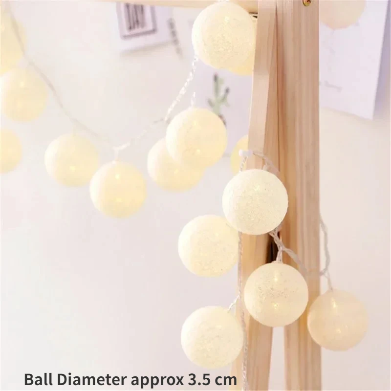 3M 20 LEDS Cotton Ball Garlands Fairy Lights String Christmas Decor Outdoor Navidad Garden Lights Street Garlands New Year Gifts