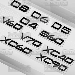 Car Badges For Volvo XC40 XC60 XC90 XC70 S60 V60 V70 S90 V40 AWD D3 D4 D5 D6 D7 D8 Glossy Black Rear Trunk Emblem Metal Stickers