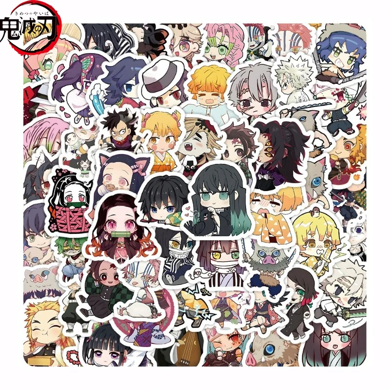 

60pcs/set Anime Cartoon Q Edition Demon Slayer Anime Graffiti Stickers Luggage Notebook Guitar Stickers Decorative Supplies