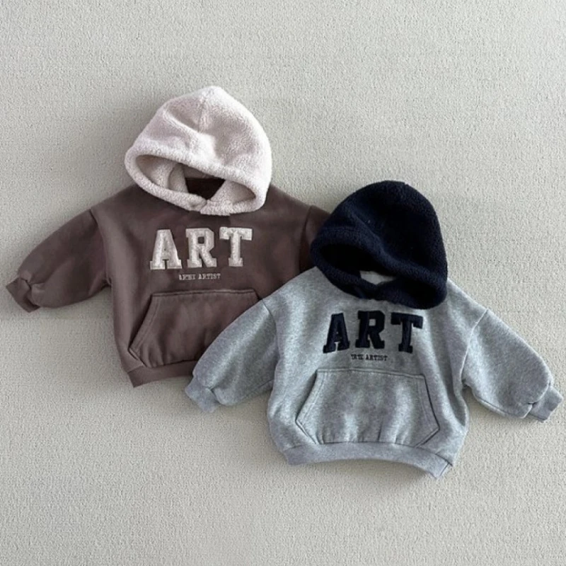 1 2 3 4 5 6 سنوات طفل الفتيان الملابس مجموعة الخريف الشتاء جديد المرقعة أفخم سميكة الدافئة هوديي السراويل 2 قطعة للبنين الزي غير الرسمي