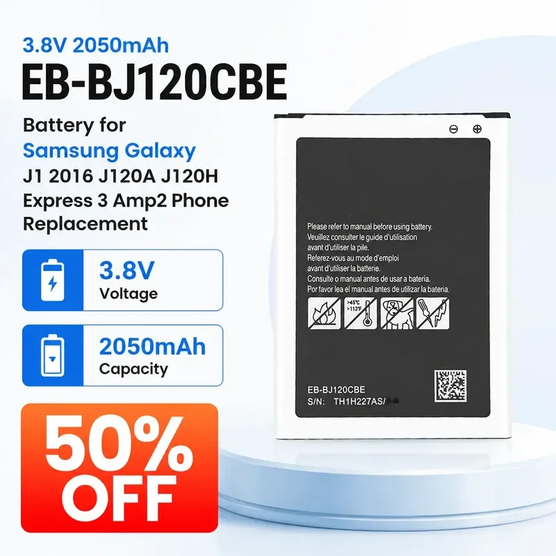 

3.8V 2050mAh EB-BJ120CBE Battery for Samsung Galaxy J1 2016 J120A J120H Express 3 Amp2 Phone Replacement