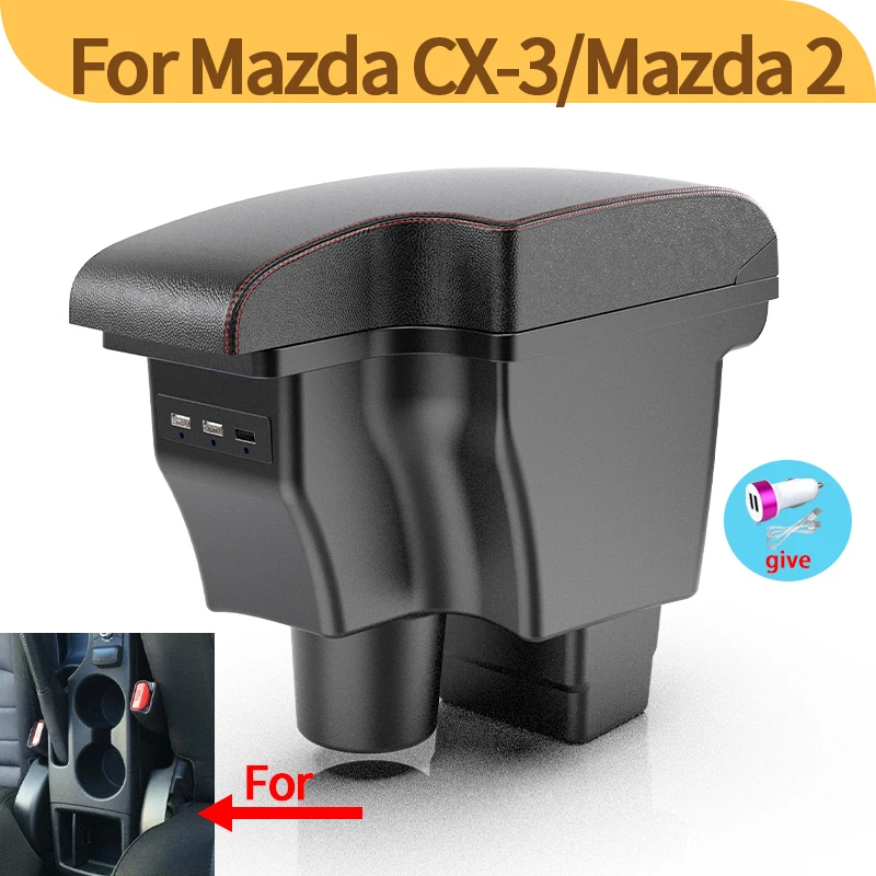 

For Mazda CX-3 Armrest box Retrofit For Mazda 2 skyactiv version cx3 CX-3 Car Armrest Storage box car accessories Charging USB