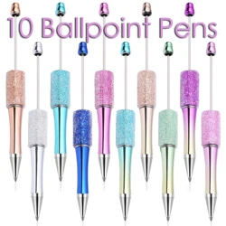 10PCS Creative Glitter Diamond Pen DIY Beaded Pen Wholesale Handmade BeadablePen Ball Pens Student School Office Gift