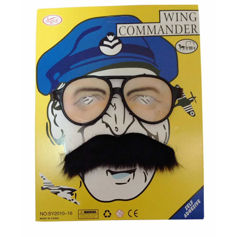 

Funny Glasses with Self-Adhesive Fake Mustache Big Frame Lightweight Prank Cosplay Party Performance Props