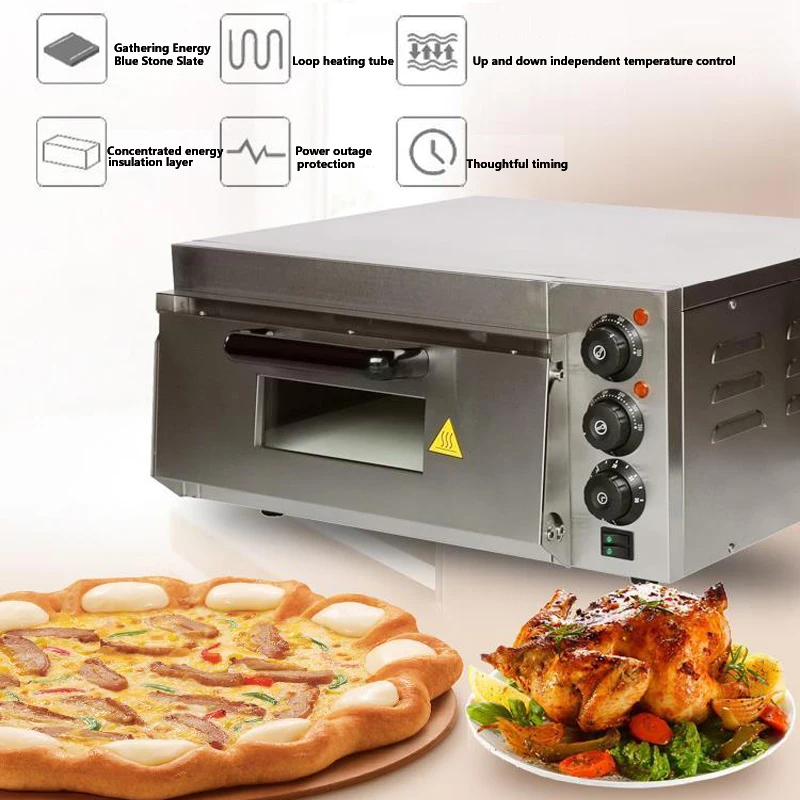 220V 2000W piec do pizzy pojedyncza warstwa komercyjnej o dużej pojemności maszyna do pieczenia chleba piekarnik elektryczny z zegarem