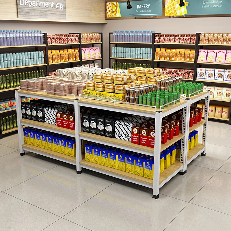 

Supermarket Stack Head Shelf Display Rack Milk Grain Oil Booth Beverage Stand Display Rack Gift Place