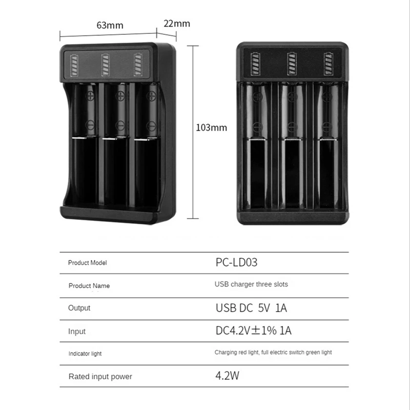 18650 Fast Charger With Type-C Cable 4.2V Lithium Battery Intelligent Charger For 14500 26650 18650 Battery