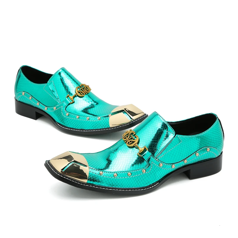 Quadratische quadratische Niet Stil lässige Lederschuhe modische Persönlichkeit bequeme Herren schuhe trend ige Leder neunte Hosen Schuhe – Detail 19