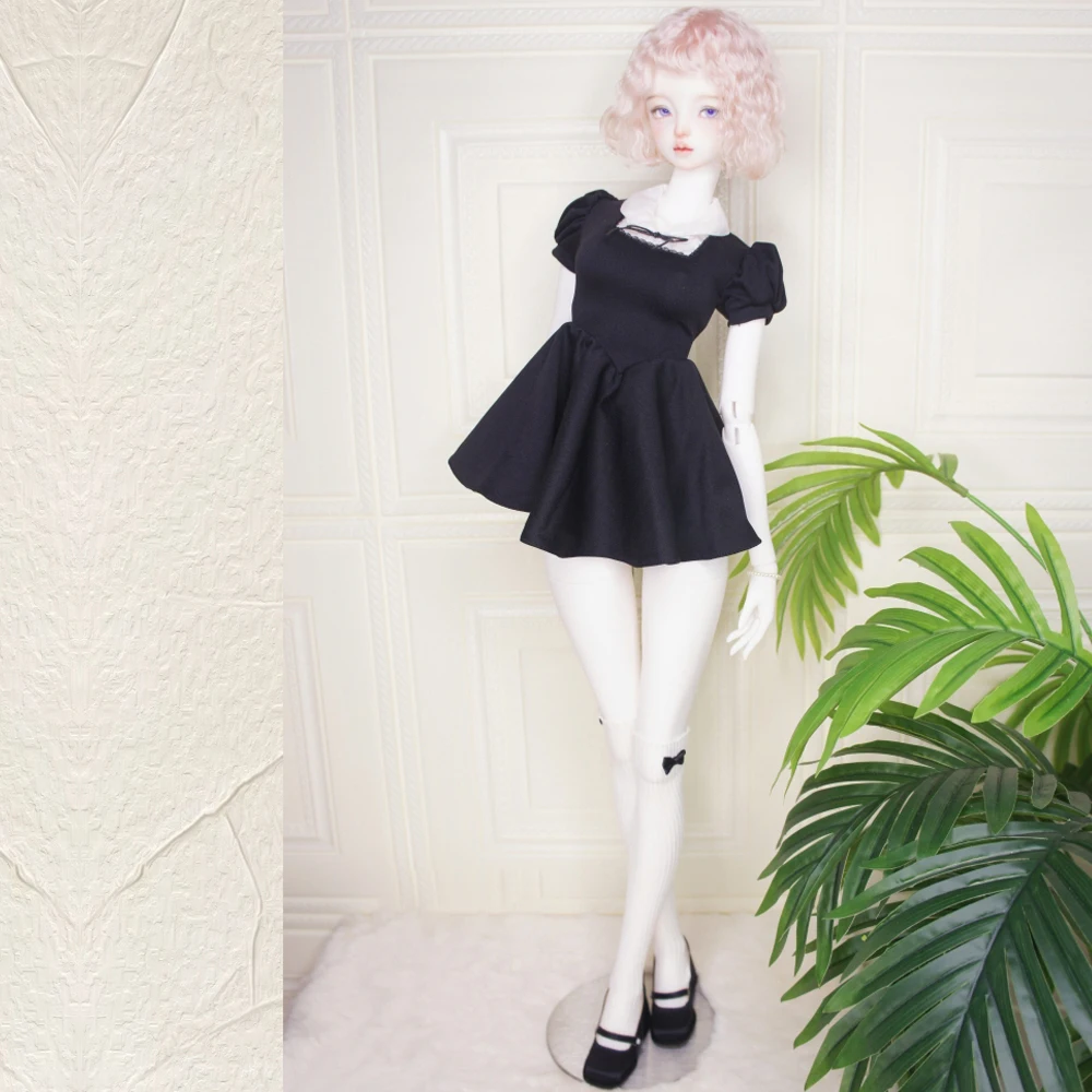 

D09-P777 children handmade toy 1/3 IMPL SD16 SOOM AS girl BJD/SD doll clothes black High waisted dress with socks 2pcs/set