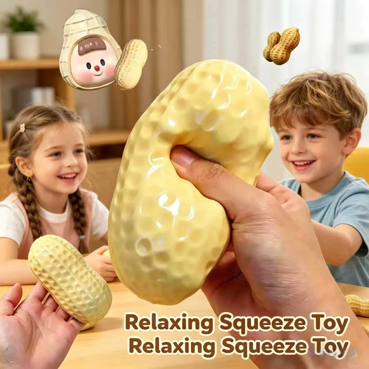 Erdnuss-Stressball Knuspriger Quetschball Squishy-Spielzeug Butterweiches Gefühl Fidget-Spielzeug ASMR Sensorisches Anti-Stress-Spielzeug für Erwachsene