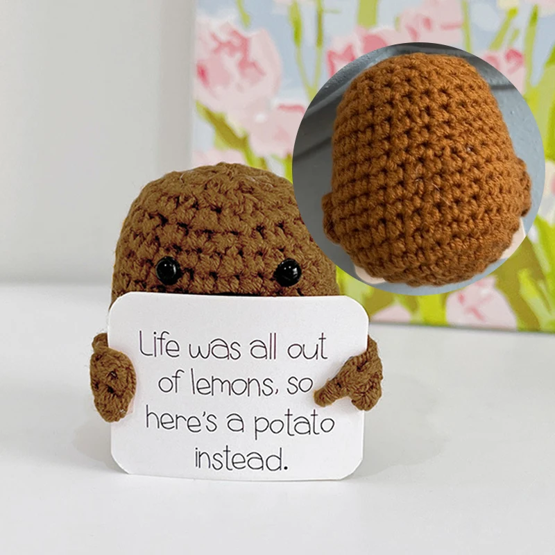 Positive Energy Potatoes Room Decor Ornament Mini Handmade Plush Knitting Wool Potato Doll Funny Christams Gift Home Decorations