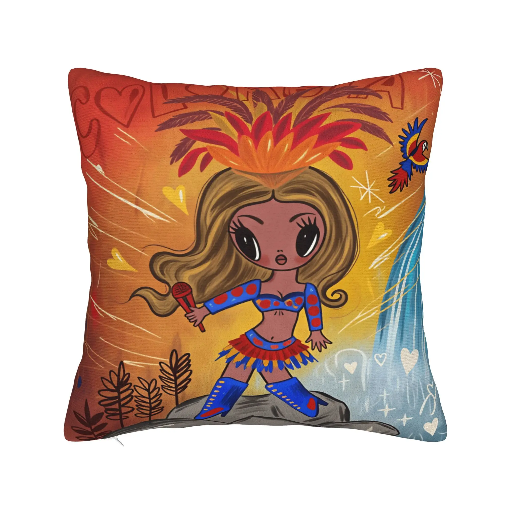 Karols G Tropicoqueta Tour 2026 Pillowcases  Retro Trendy Pillow Case For Living Room Sofa Soft Pillow Cover