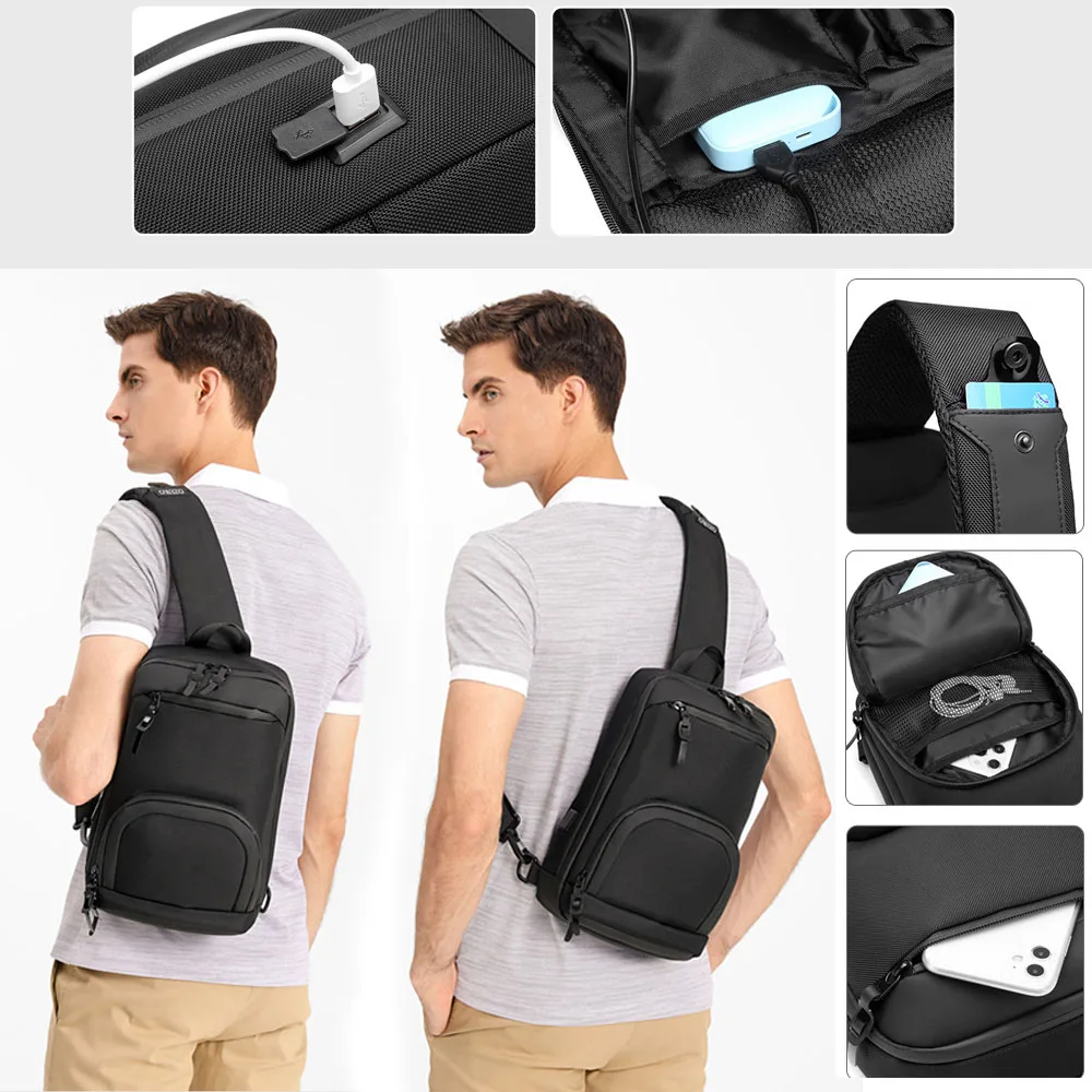 Imagem -03 - Bolsa Tiracolo Multifuncional para Homens Bolsas Mensageiro Antiroubo de Ombro Bolsa de Peito de Viagem Curta Impermeável Masculina Tablet e pc